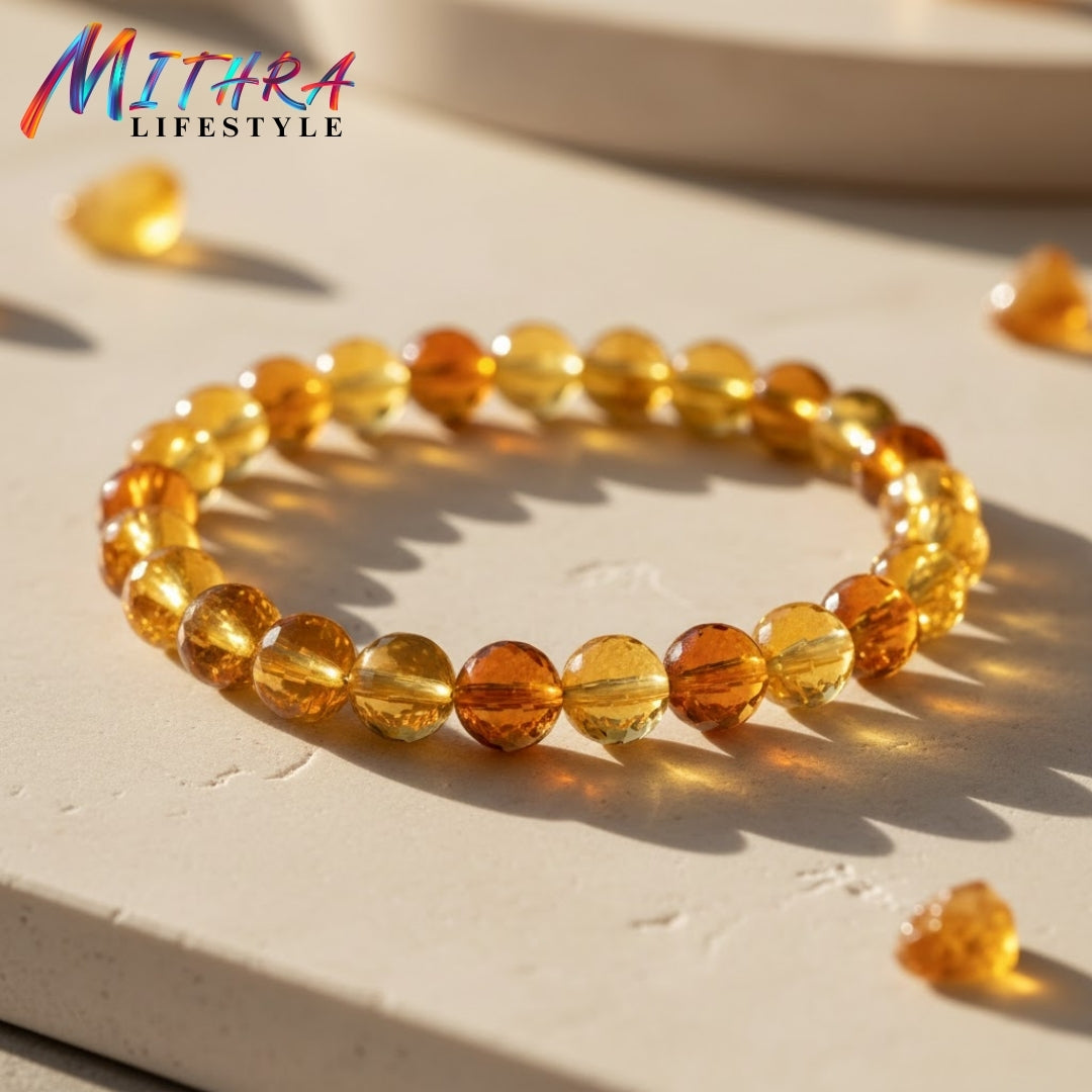Citrine Bracelet – Natural Stone Bracelet for Positivity & Motivation | Mithra Lifestyle