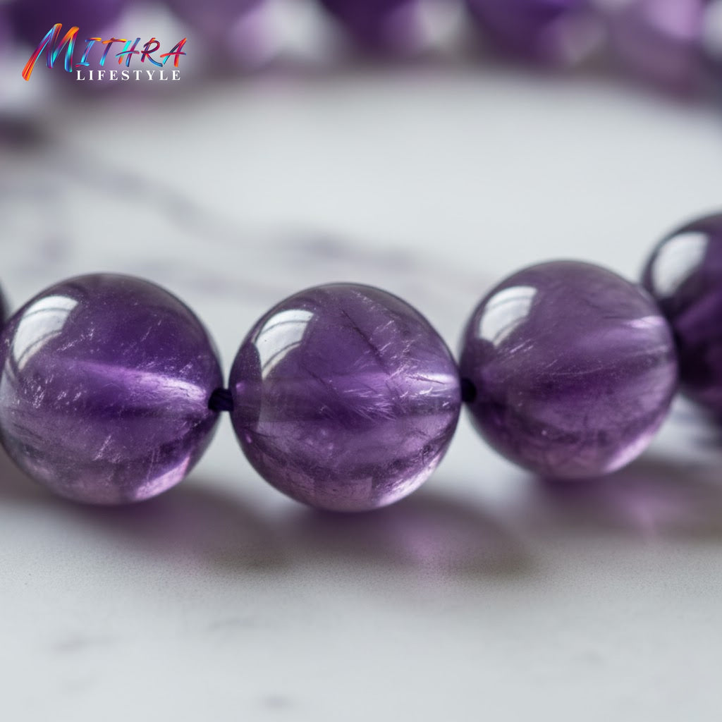 Amethyst Natural Stone Bracelet – Calm & Clarity | Mithra Lifestyle