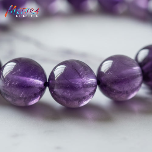 Amethyst Natural Stone Bracelet – Calm & Clarity | Mithra Lifestyle
