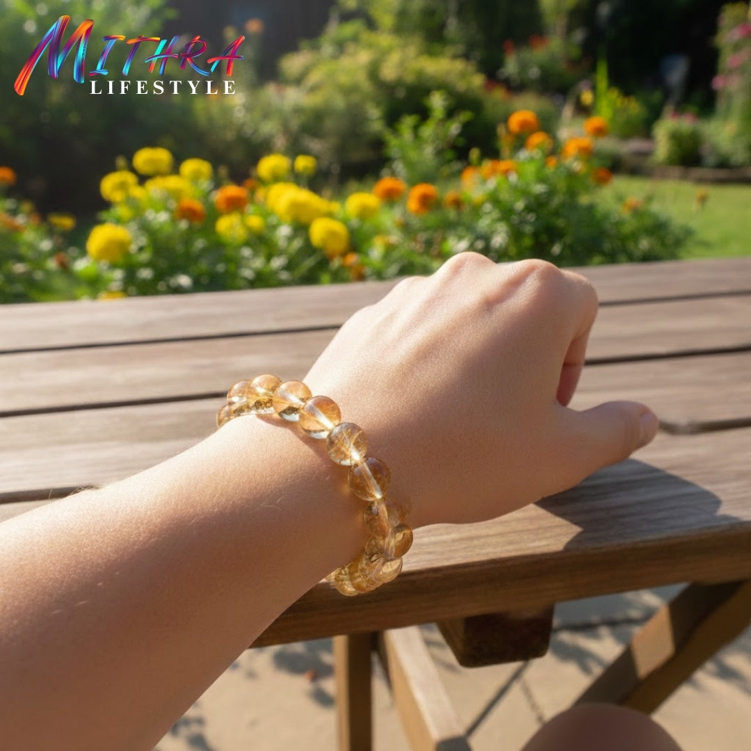 Citrine Bracelet – Natural Stone Bracelet for Positivity & Motivation | Mithra Lifestyle