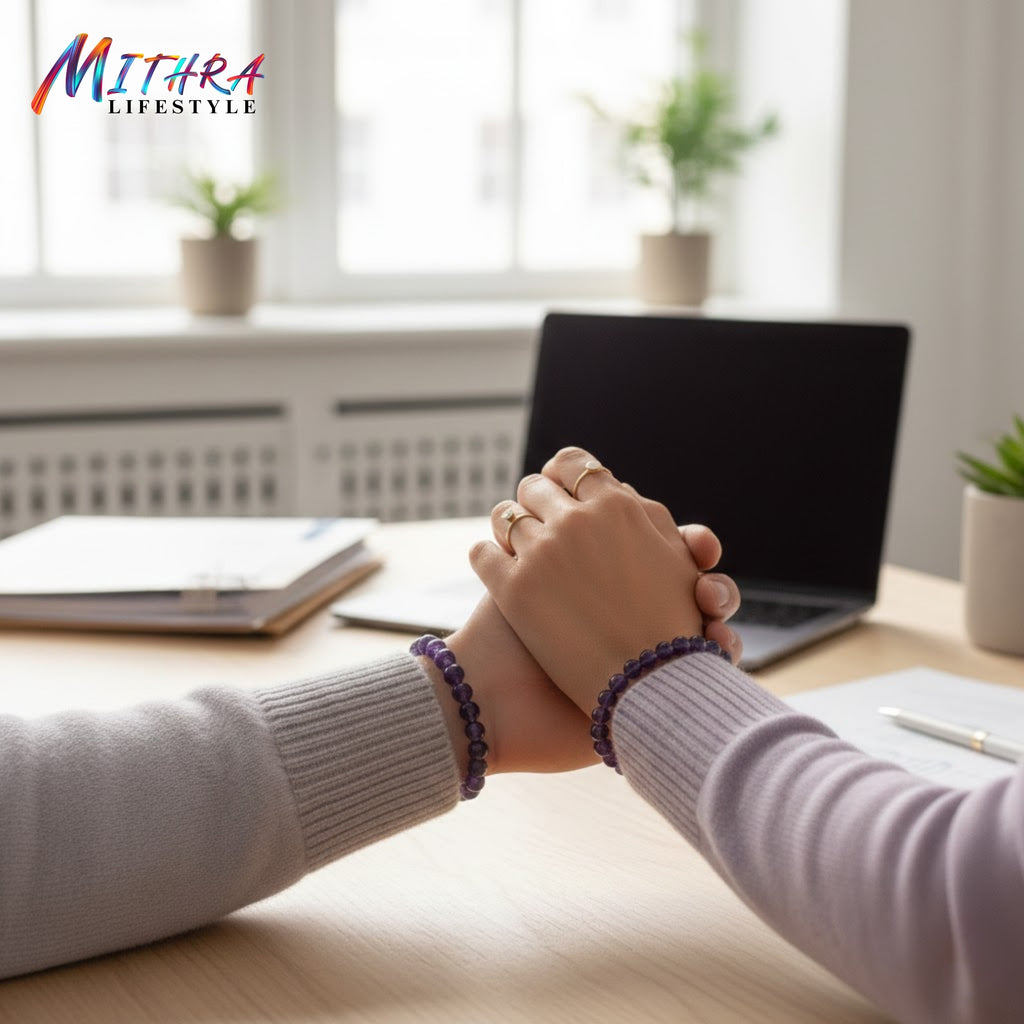 Amethyst Natural Stone Bracelet – Calm & Clarity | Mithra Lifestyle