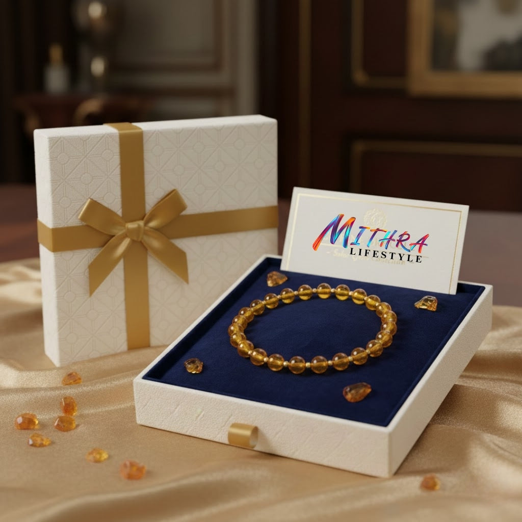 Citrine Bracelet – Natural Stone Bracelet for Positivity & Motivation | Mithra Lifestyle